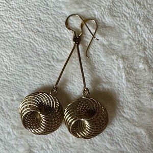 Vintage Gold Spiral Dangle Earrings Boho Chic Retro Style